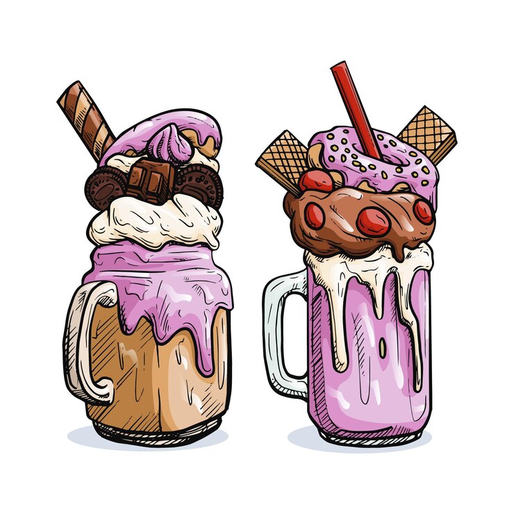 Vector Gratis delicious ice cream monster shakes