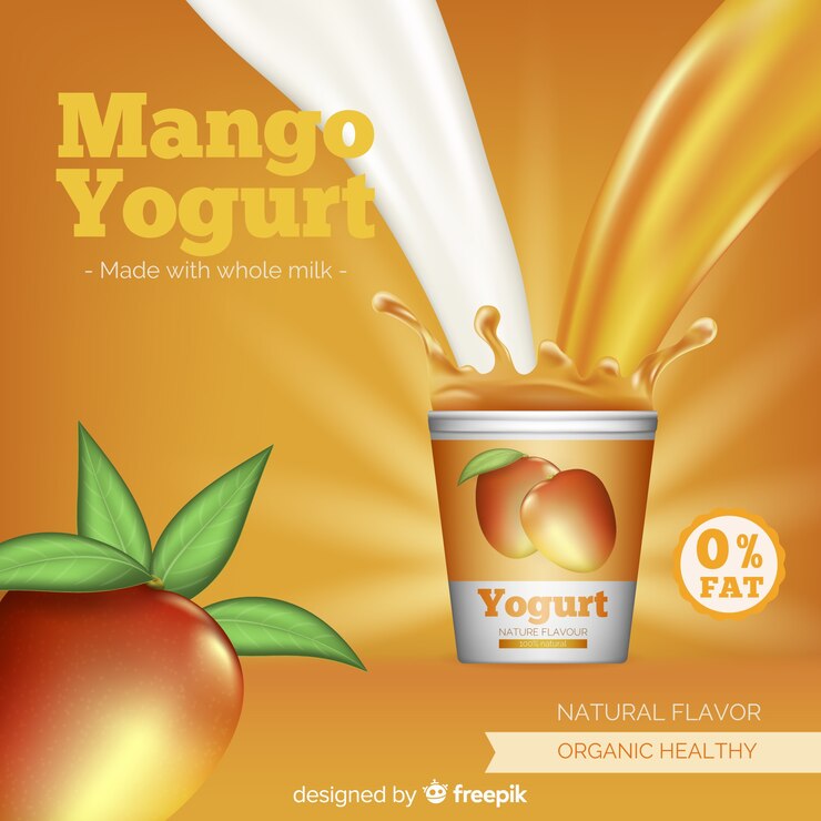 Vector Gratis delicious mango yogurt background