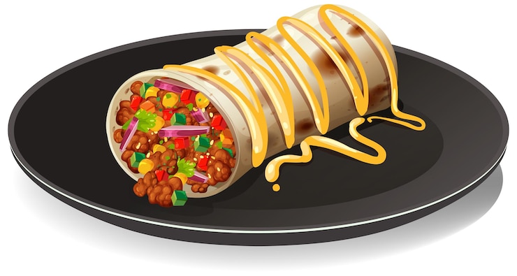 Vector Gratis delicious mexican burrito on plate