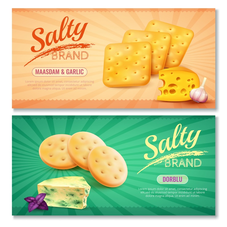 Vector Gratis delicious salty snacks banners