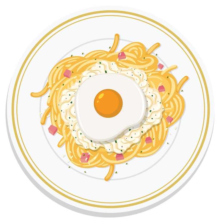 Vector Gratis delicious spaghetti with fried egg
