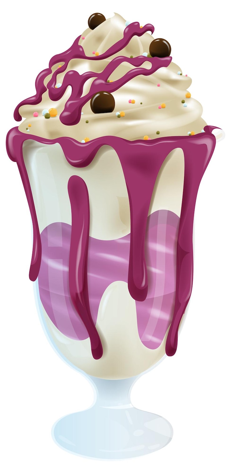 Vector Gratis delicious sundae with whipped cream