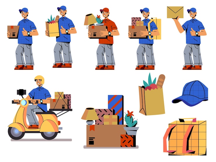 Vector Gratis delivery service concept young man courier