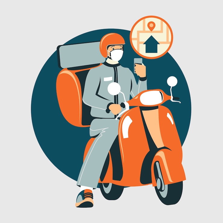 Vector Gratis delivery service with mask concept