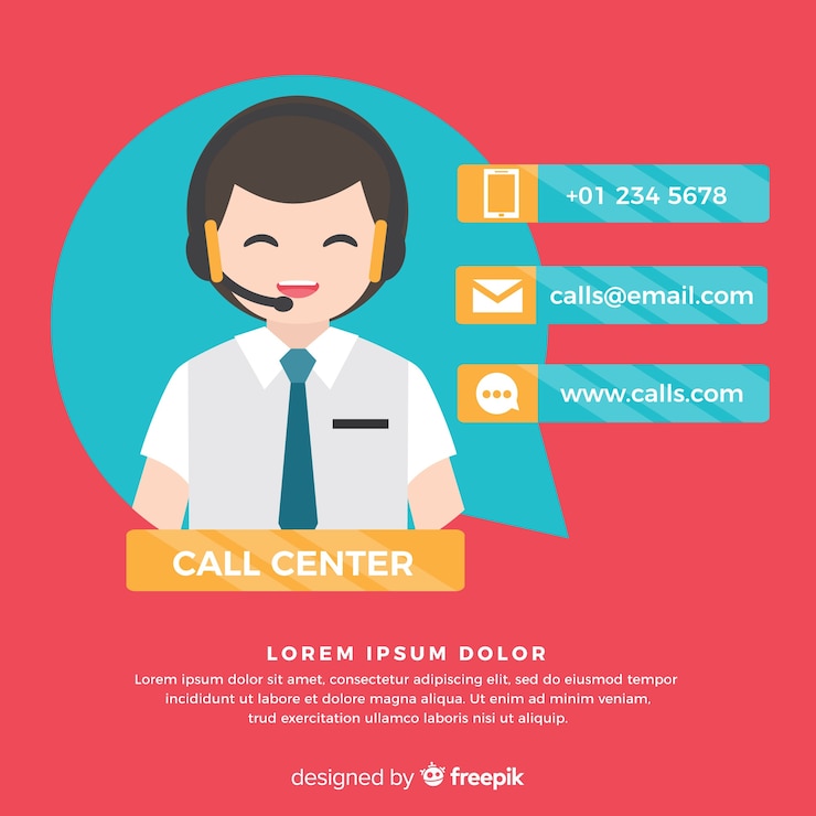 Vector Gratis desain agen pusat panggilan datar
