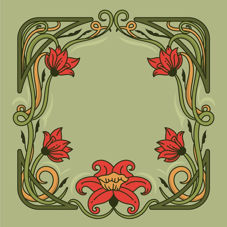 Vector Gratis desain bingkai art nouveau digambar tangan