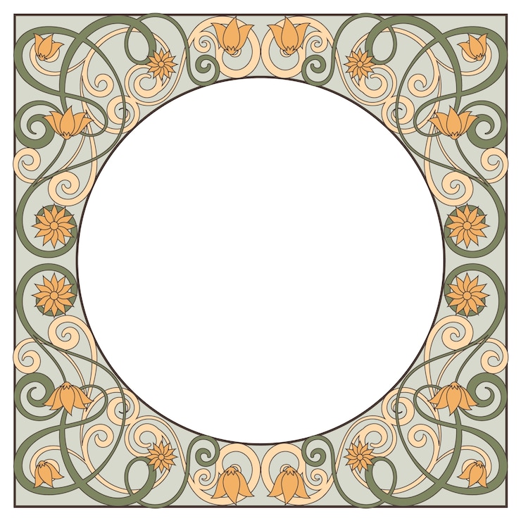 Vector Gratis desain bingkai art nouveau digambar tangan