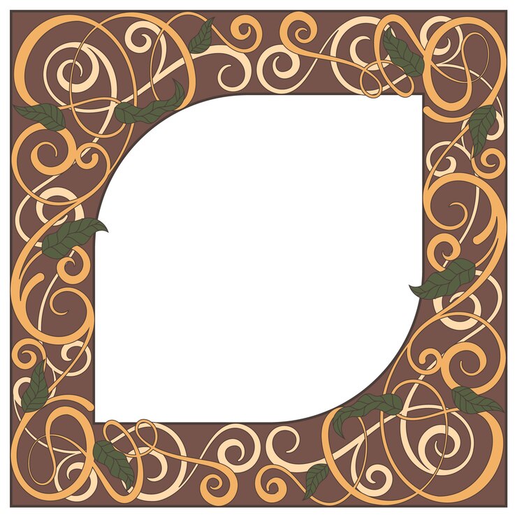 Vector Gratis desain bingkai art nouveau digambar tangan