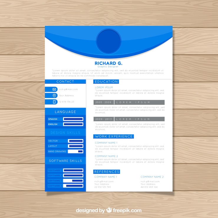 Vector Gratis desain cv biru modern