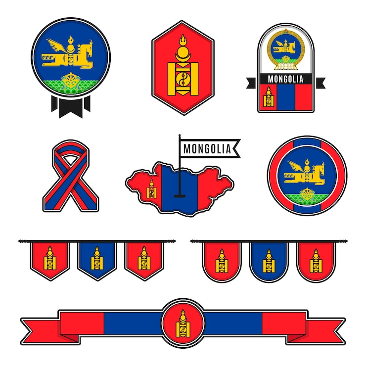 Vector Gratis desain datar emblem nasional mongolia