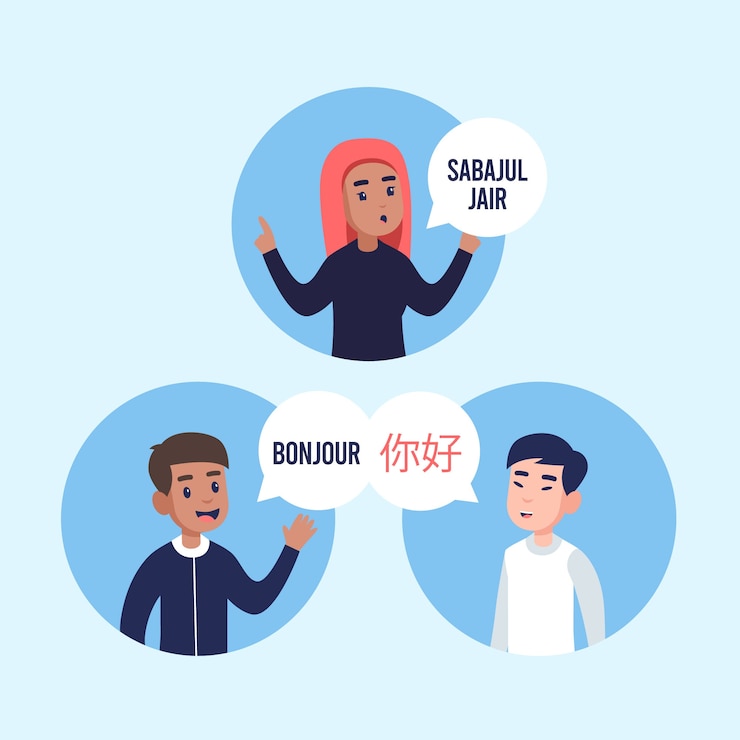 Vector Gratis desain datar orang-orang multikultural yang berkomunikasi