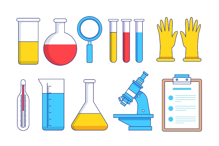 Vector Gratis desain gambar tangan objek lab sains