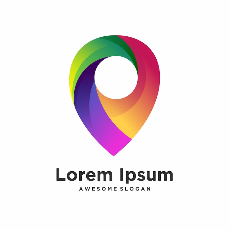 Vector Gratis desain gradien warna-warni logo lokasi