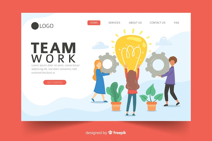 Vector Gratis desain halaman arahan kerja tim bisnis