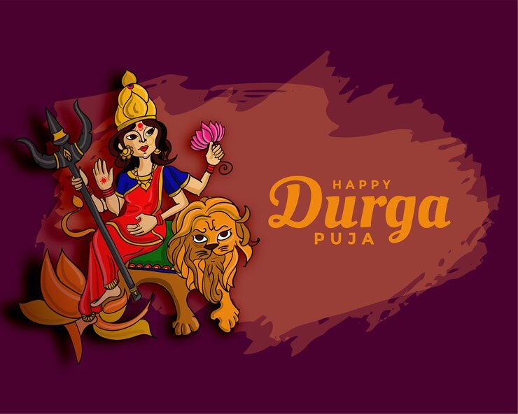 Vector Gratis desain kartu ucapan festival navratri durga pooja