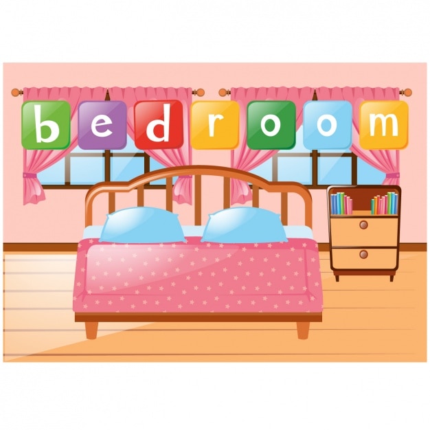 Vector Gratis desain latar belakang kamar tidur