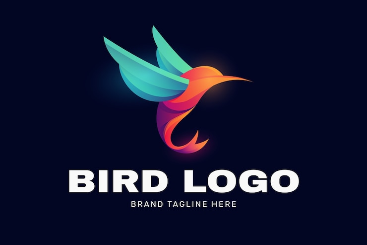 Vector Gratis desain logo burung kolibri gradien