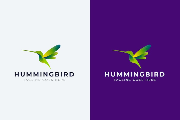 Vector Gratis desain logo burung kolibri gradien