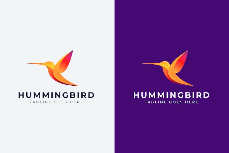 Vector Gratis desain logo burung kolibri gradien