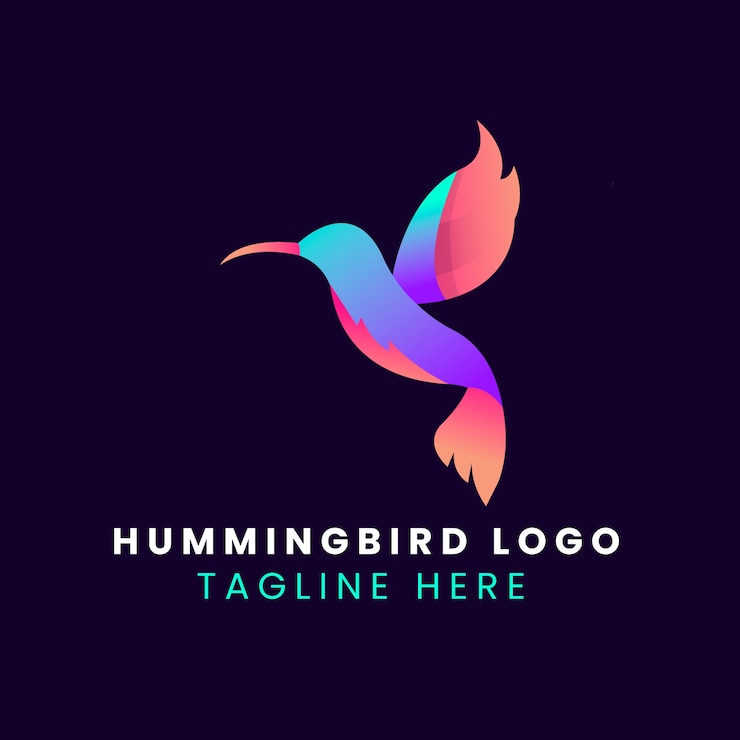 Vector Gratis desain logo burung kolibri gradien