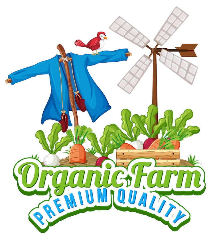 Vector Gratis desain logo dengan kata-kata perkebunan organik