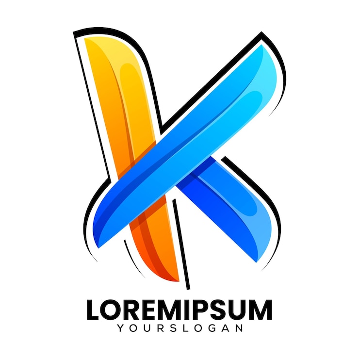 Vector Gratis desain logo gradien huruf k warna-warni