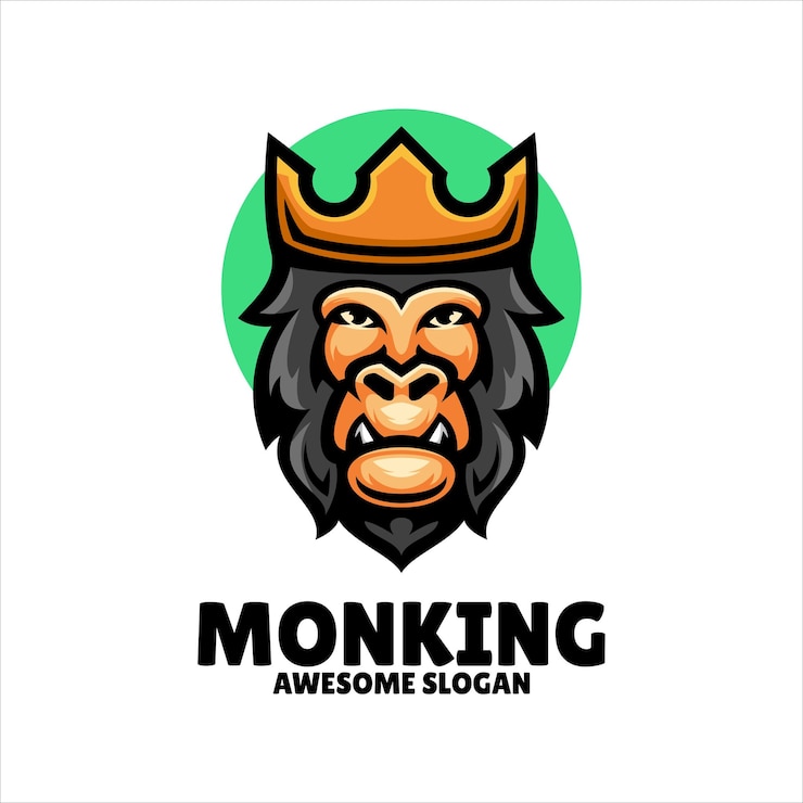 Vector Gratis desain logo ilustrasi maskot monyet