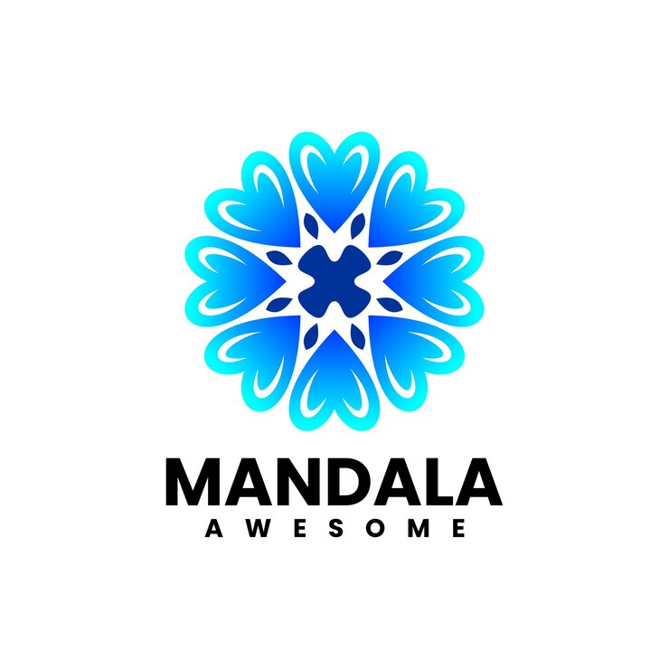 Vector Gratis desain logo mandala gradien biru