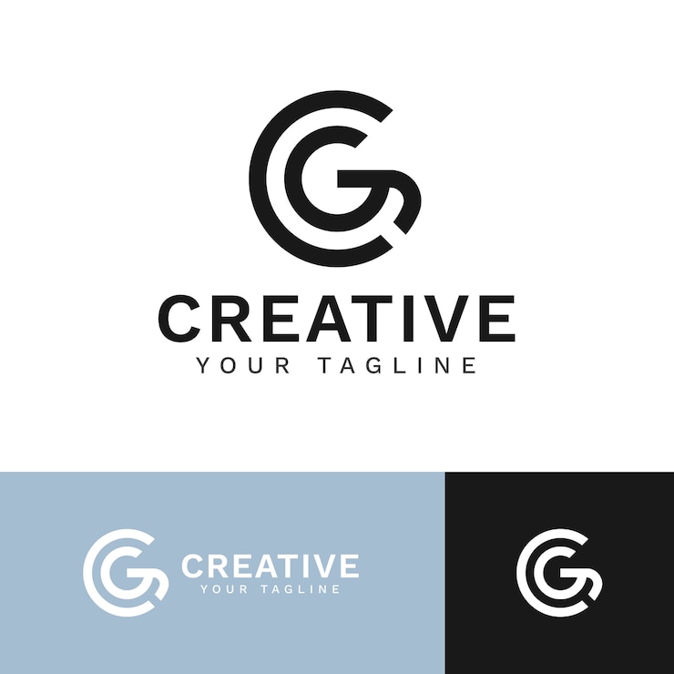 Vector Gratis desain logo monogram cg desain datar