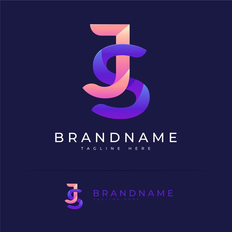 Vector Gratis desain logo monogram js gradien