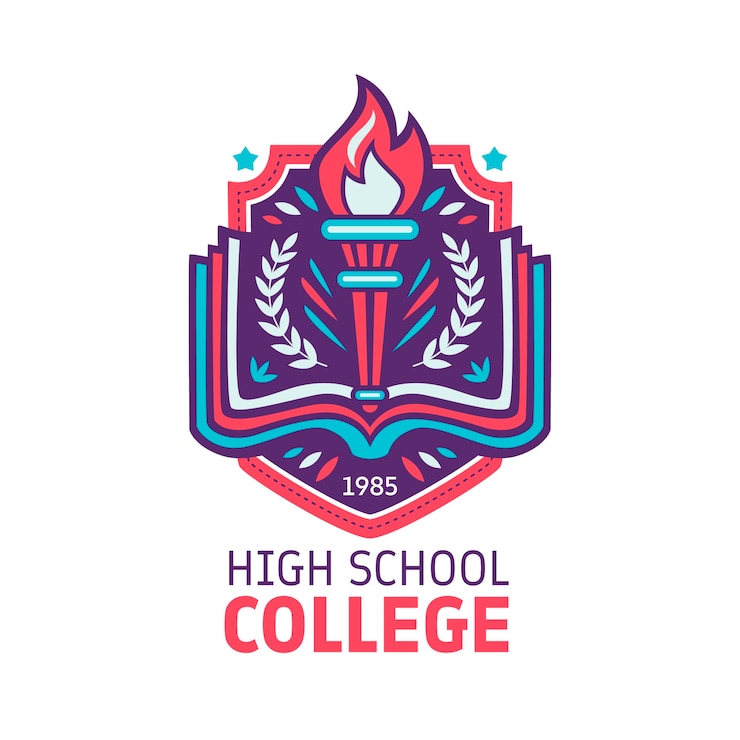 Vector Gratis desain logo sekolah menengah atas digambar tangan