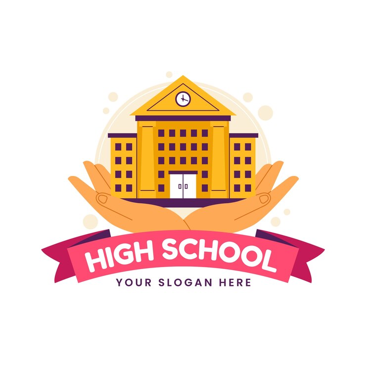 Vector Gratis desain logo sekolah menengah atas digambar tangan