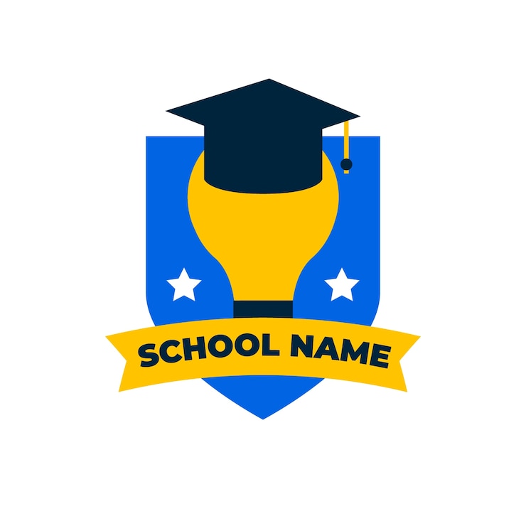 Vector Gratis desain logo sekolah menengah atas digambar tangan