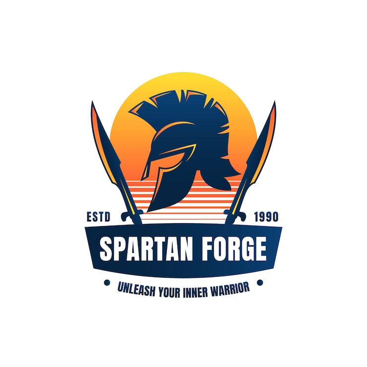 Vector Gratis desain logo spartan gradien