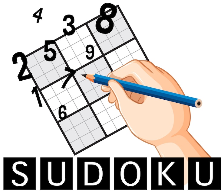 Vector Gratis desain logo sudoku dengan pensil