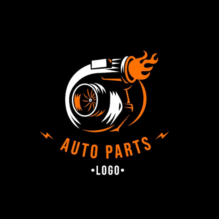 Vector Gratis desain logo suku cadang mobil digambar tangan