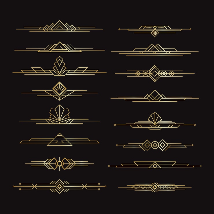 Vector Gratis desain ornamen art deco gradien