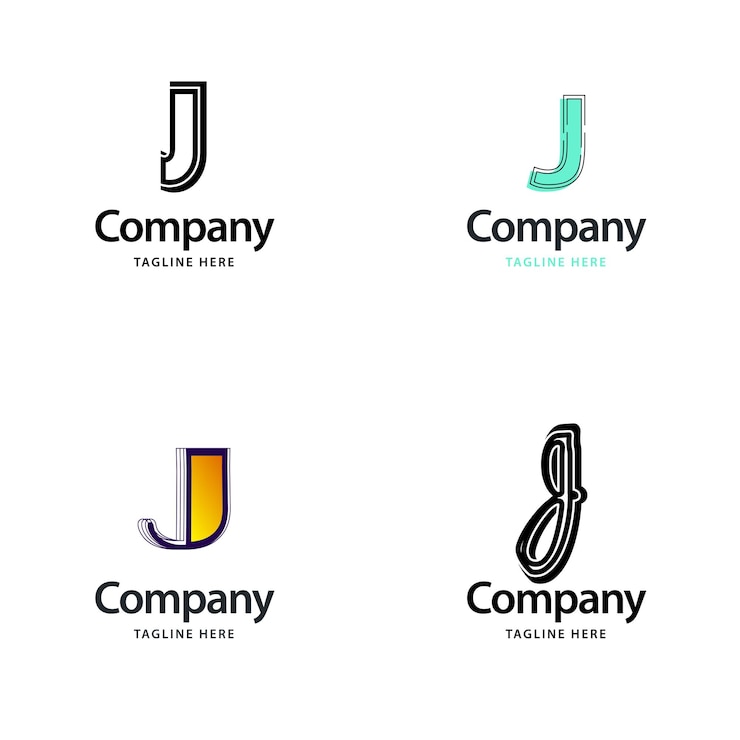 Vector Gratis desain paket logo besar huruf j desain logo modern kreatif untuk bisnis anda