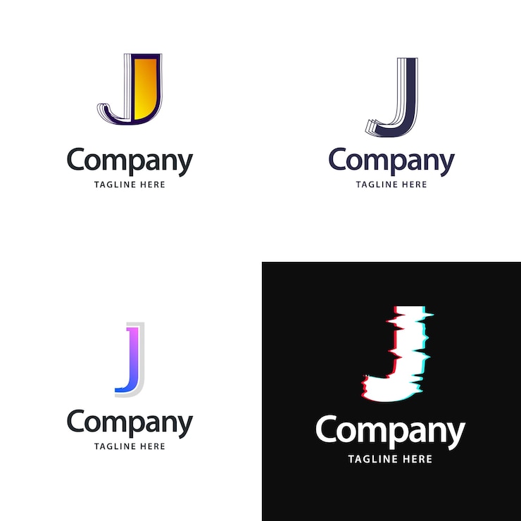 Vector Gratis desain paket logo besar huruf j desain logo modern kreatif untuk bisnis anda