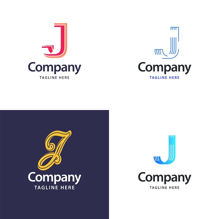 Vector Gratis desain paket logo besar huruf j desain logo modern kreatif untuk bisnis anda