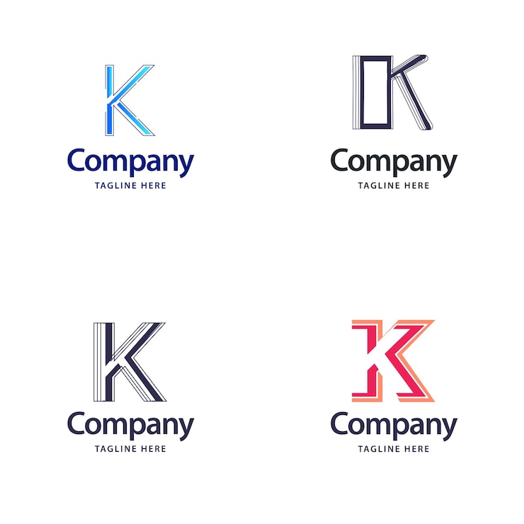 Vector Gratis desain paket logo besar huruf k desain logo modern kreatif untuk bisnis anda