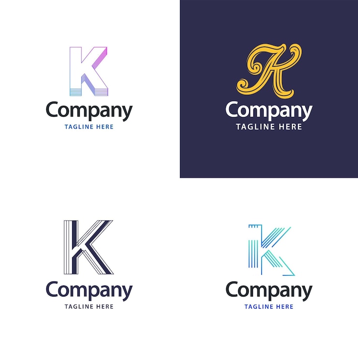 Vector Gratis desain paket logo besar huruf k desain logo modern kreatif untuk ilustrasi nama merek vektor bisnis anda