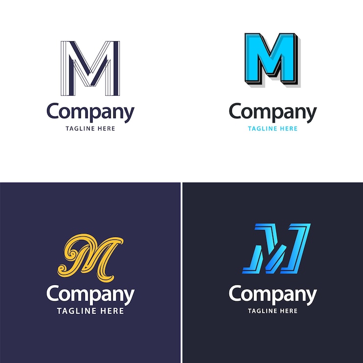 Vector Gratis desain paket logo besar huruf m desain logo modern kreatif untuk bisnis anda