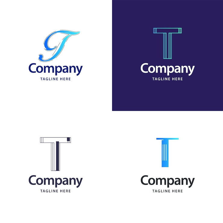 Vector Gratis desain paket logo besar huruf t desain logo modern kreatif untuk bisnis anda