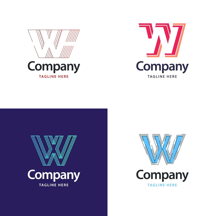 Vector Gratis desain paket logo besar huruf w desain logo modern kreatif untuk bisnis anda