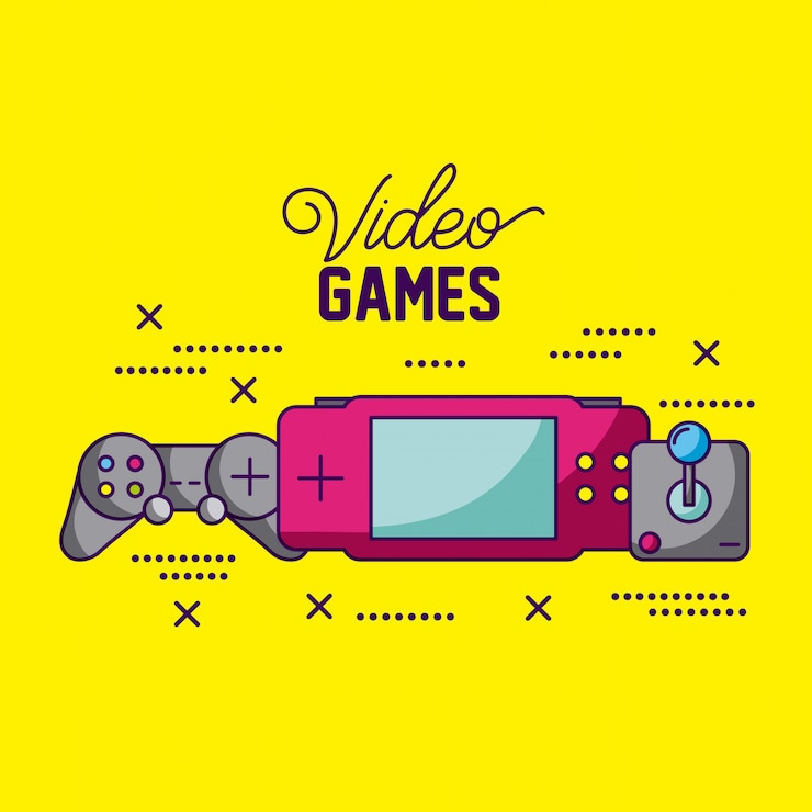 Vector Gratis desain permainan video ilustrasi konsol dan kontrol yang berbeda