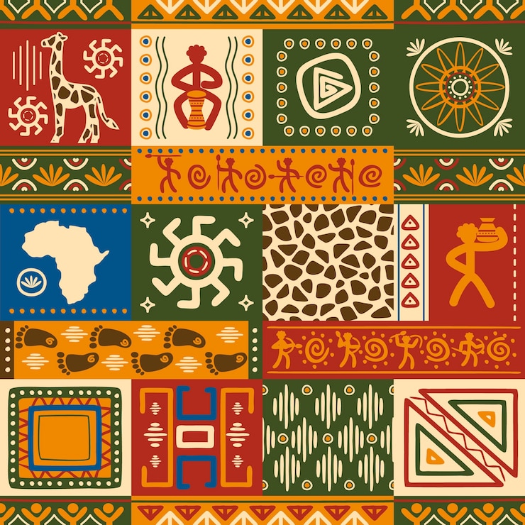 Vector Gratis desain pola afrika datar