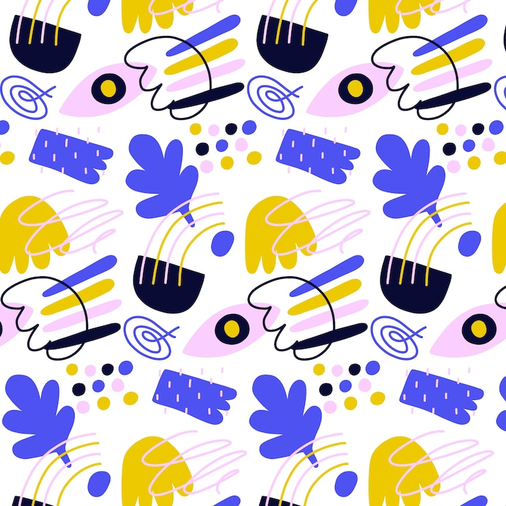 Vector Gratis desain pola doodle abstrak datar