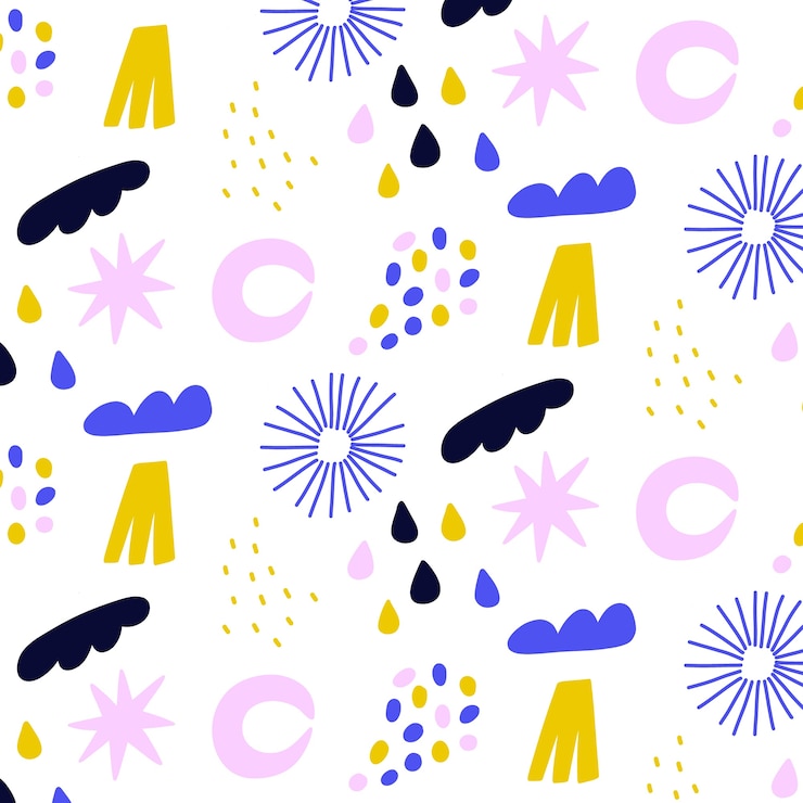 Vector Gratis desain pola doodle abstrak datar