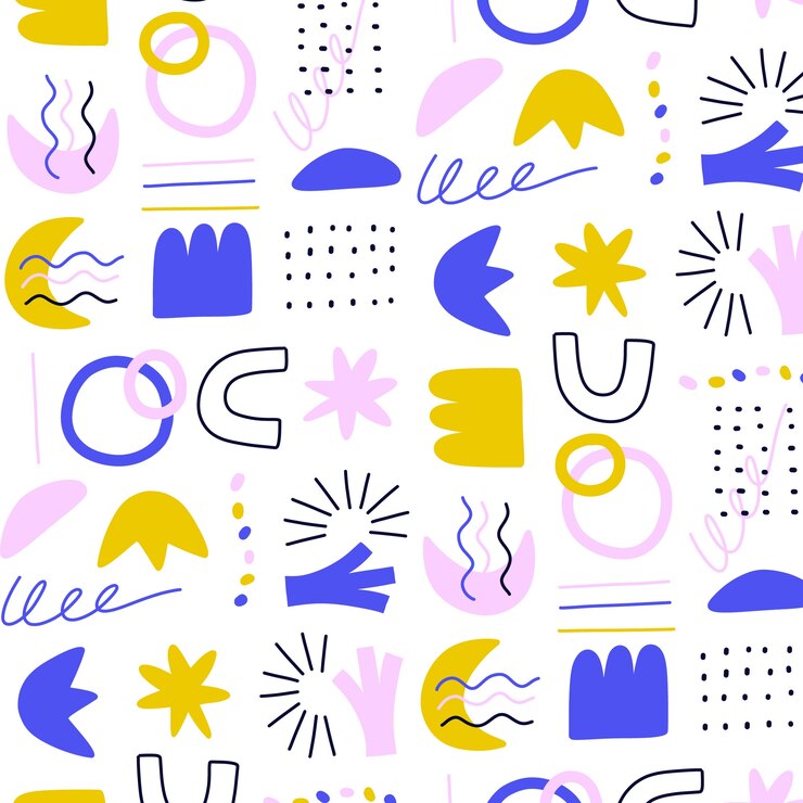 Vector Gratis desain pola doodle abstrak datar